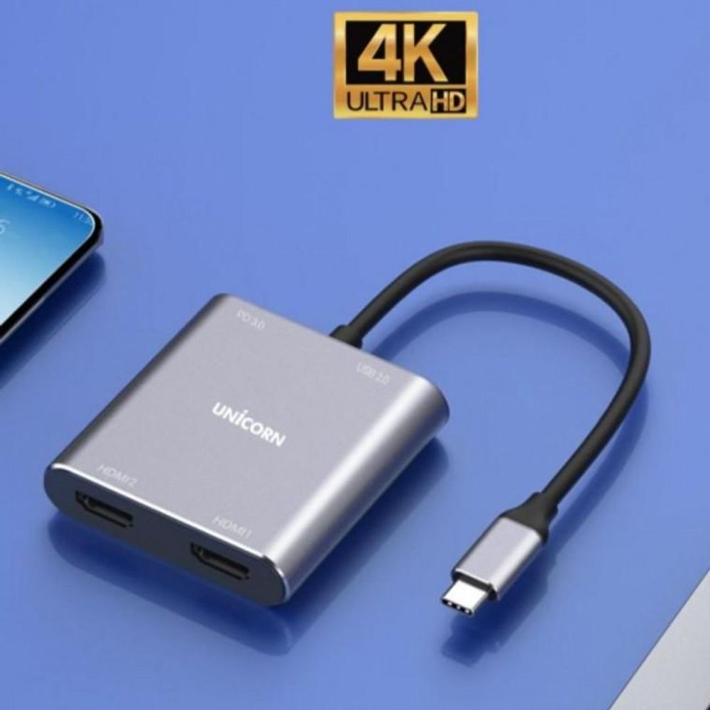 4 in 1 듀얼 디스플레이 컨버터 USB-Type C TO HDMI