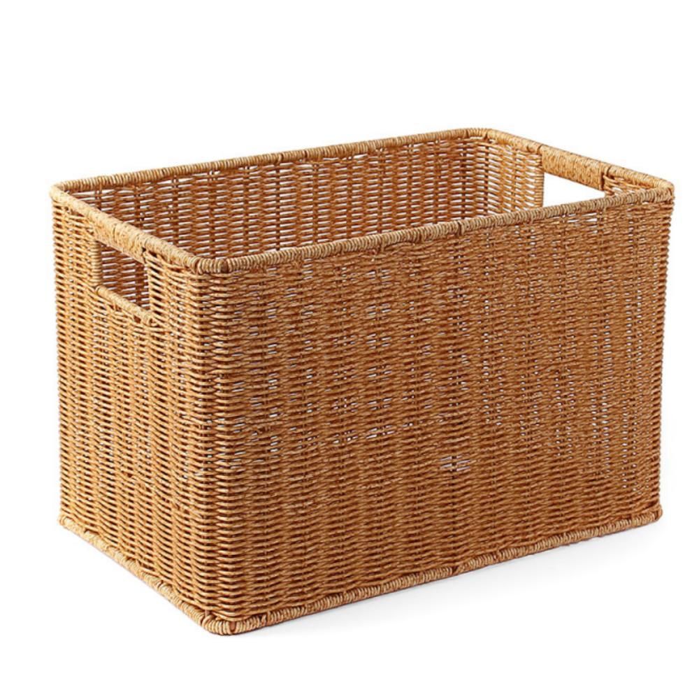 라탄바구니 사각 내추럴 소품 정리함 40x26cm