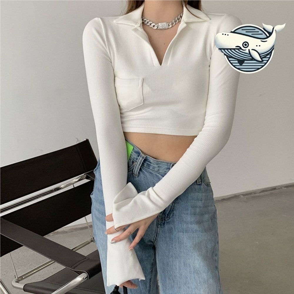 스타일리시 크롭티셔츠 여아 오픈 카라 골지