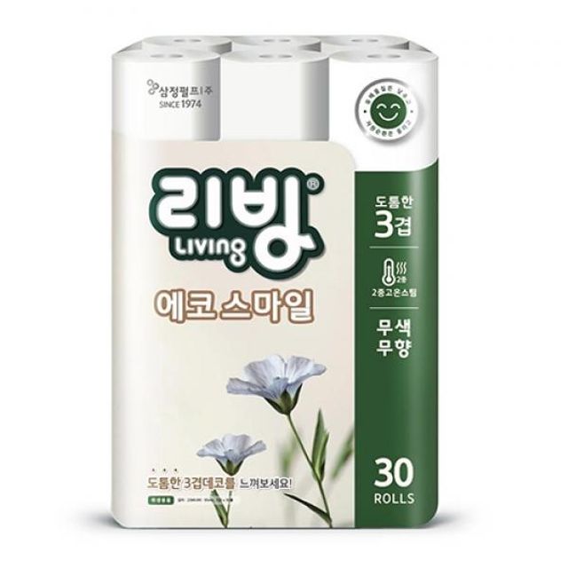 삼정펄프 리빙에코 스마일 화장지 22MX30롤 2개