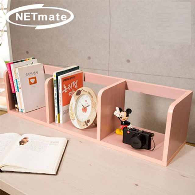 NETmate 라운드형 책꽂이 800x200x200 핑크 책장 가구