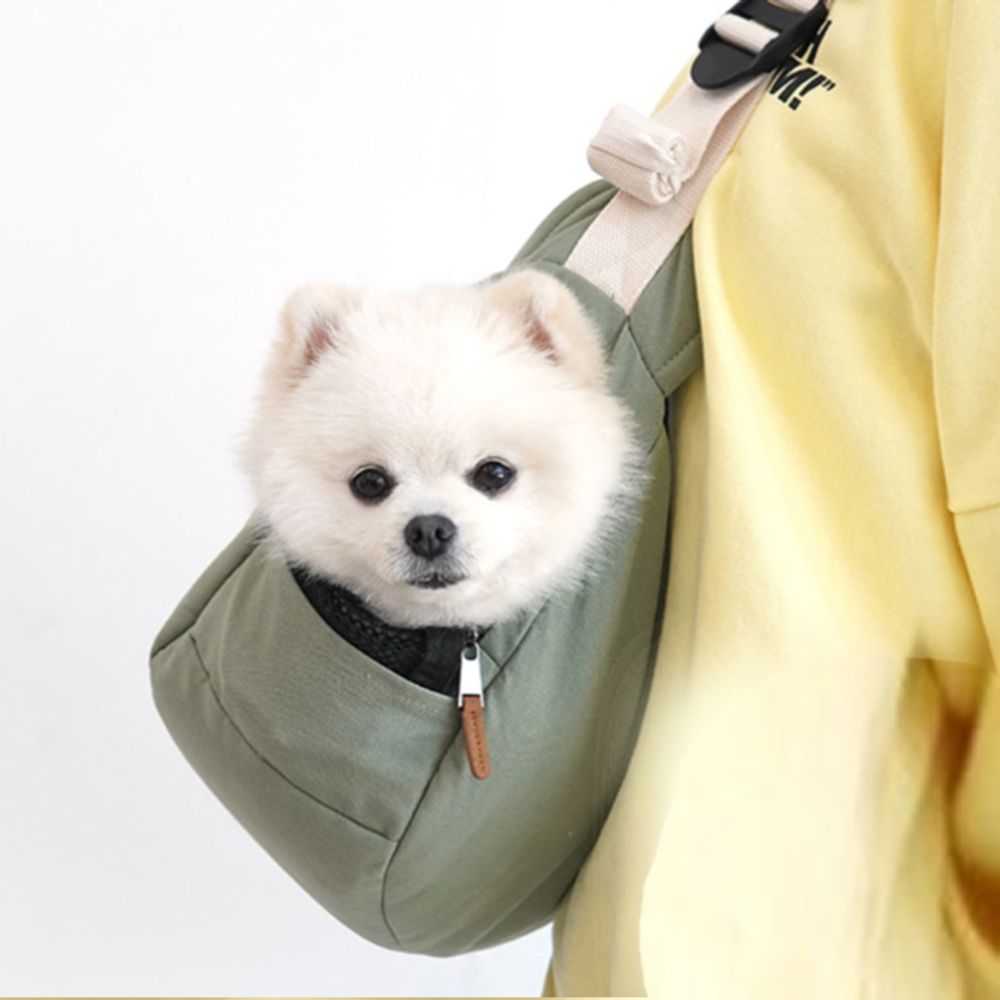강아지 처짐방지 슬링백 카키 M 1P 외출 이동 가방