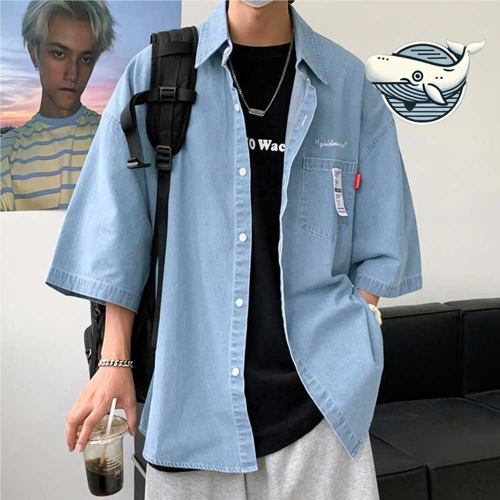 편안한 여름 데님셔츠 루즈핏 캐주얼 청 셔츠