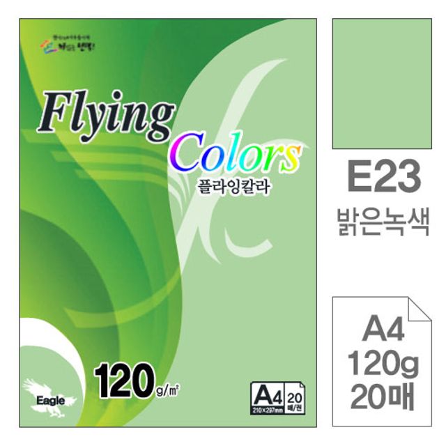 플라잉칼라 복사용지 E23밝은녹색 A4 120g 20매입10개