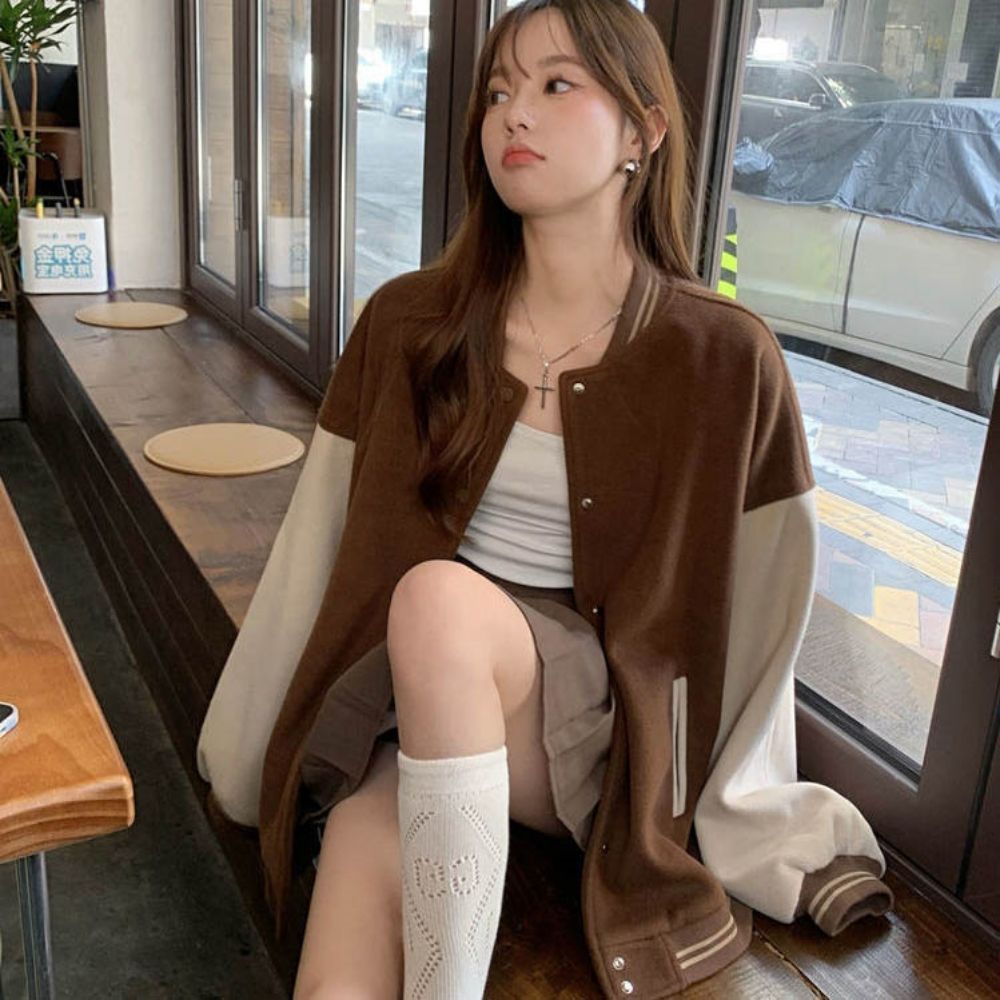 여성 오버핏 컬러 베이직 여자항공점퍼 뽀글이후