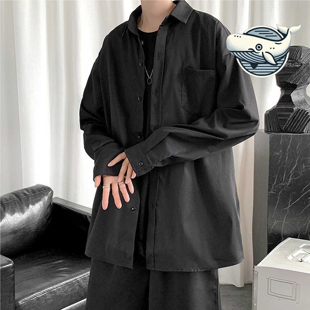 편안한 캐주얼 남성 무지 셔츠 데일리 스타일링