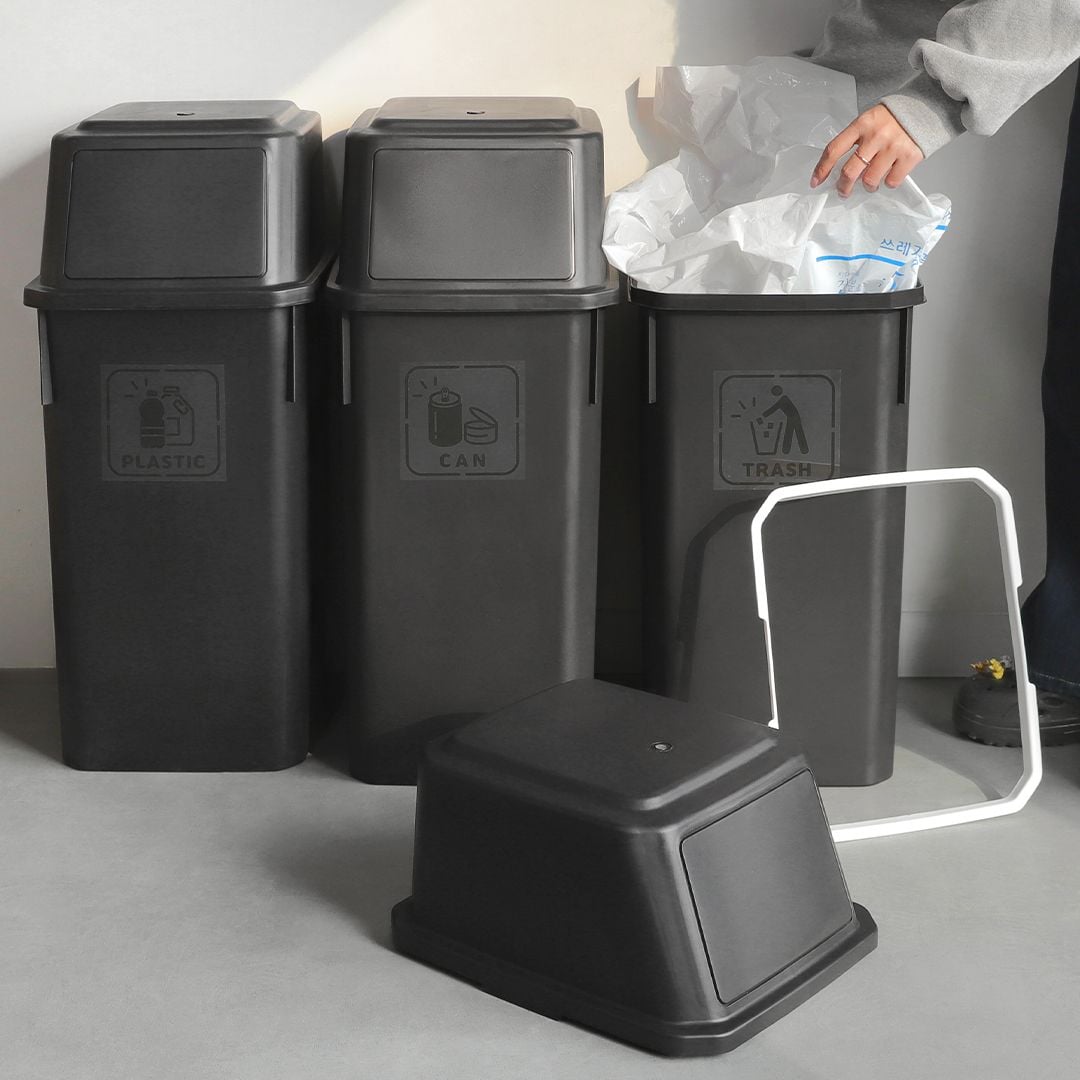 업소용 휴지통 심플 블랙 분리수거 쓰레기통 60L 4P