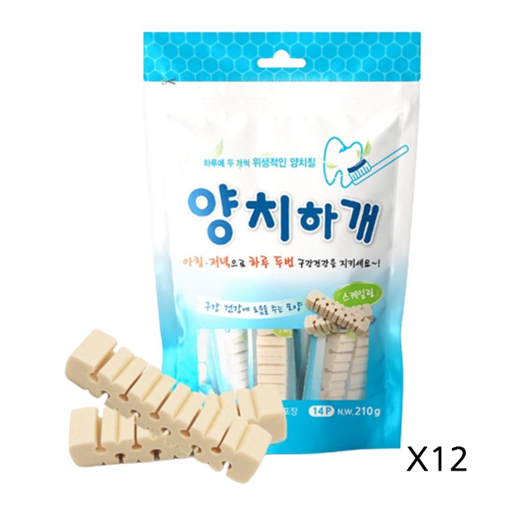 강아지 양치껌 스케일링 14P 12개 묶음 애견 치석관리