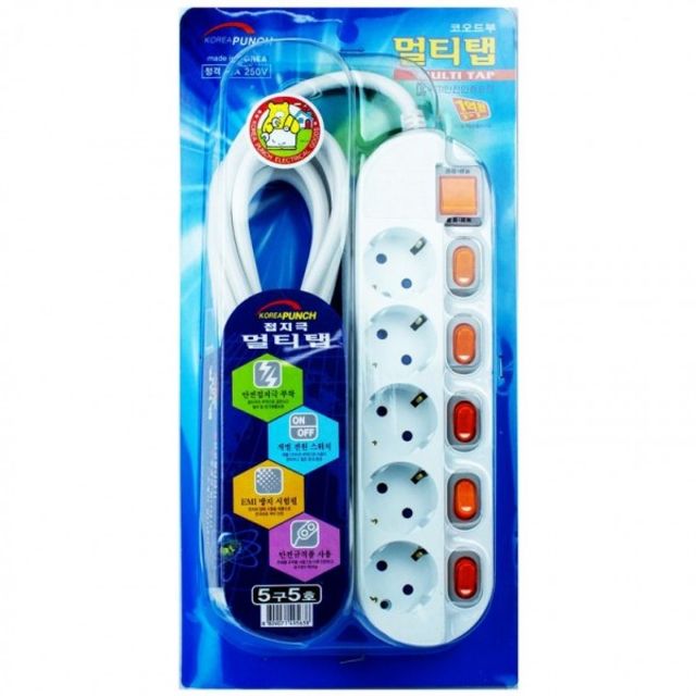 멀티탭 5구 접지 스위치 연장선