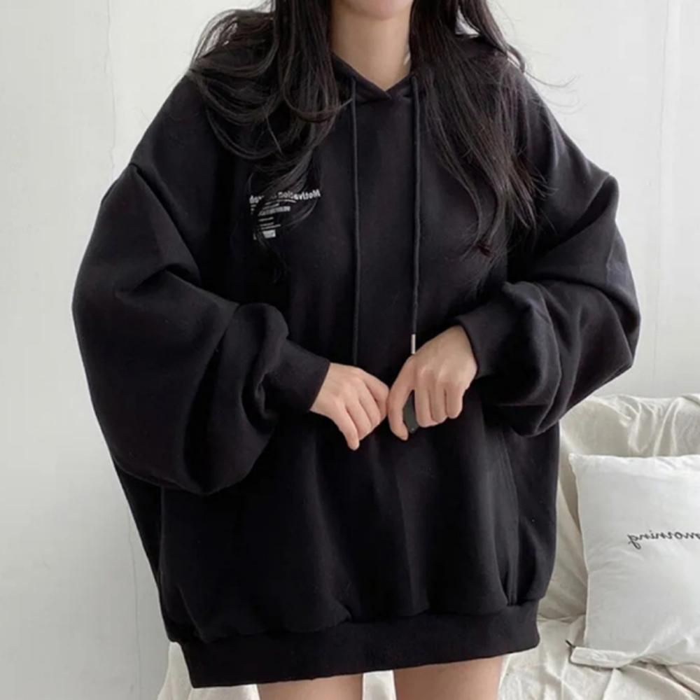 후드티 오버핏 여성 레터링 포켓 봄 가을 데일리