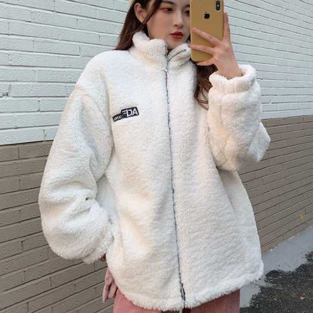 레트로 집업 바바무드 캐주얼룩 LK 뽀글이 L