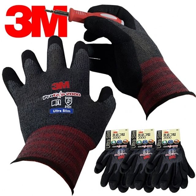 3M PRO 2000 초슬림 코팅장갑 3켤레