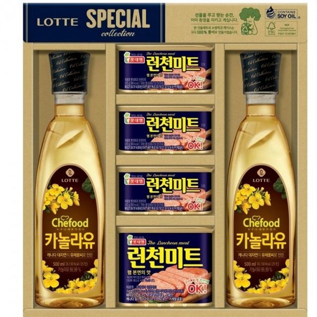 명절선물 롯데푸드 런천미트 혼합 카놀라유 프리미엄