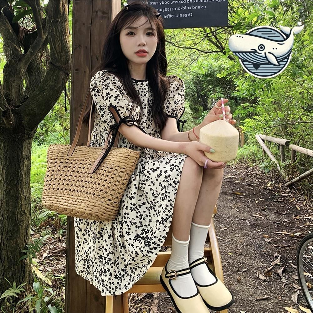 여성 미니 여름 원피스 플라워 패턴 귀여운