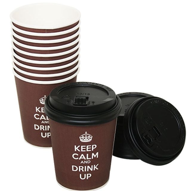 일회용 핫컵 종이컵 커피컵 뚜껑세트 10oz 10개입