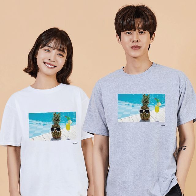 칵테일 디지털프린팅 인쇄티셔츠 반팔티 오버핏