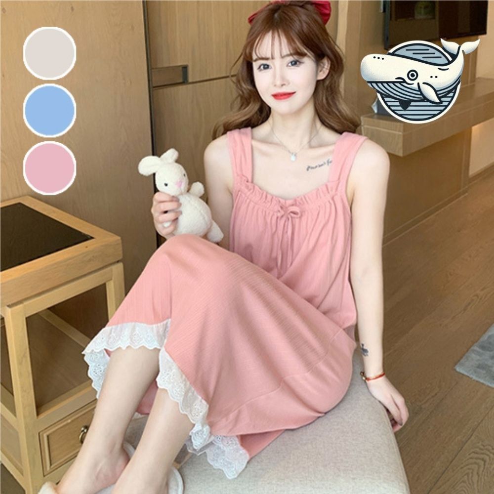 여성 여름 쿨 민소매 잠옷 리본 데일리 홈웨어