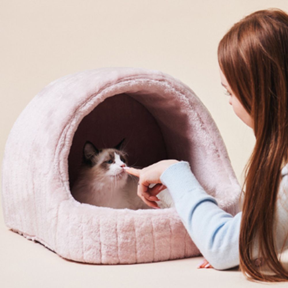 강아지 밍크 극세사 동글이 하우스 L 1P 휴식 숨숨집