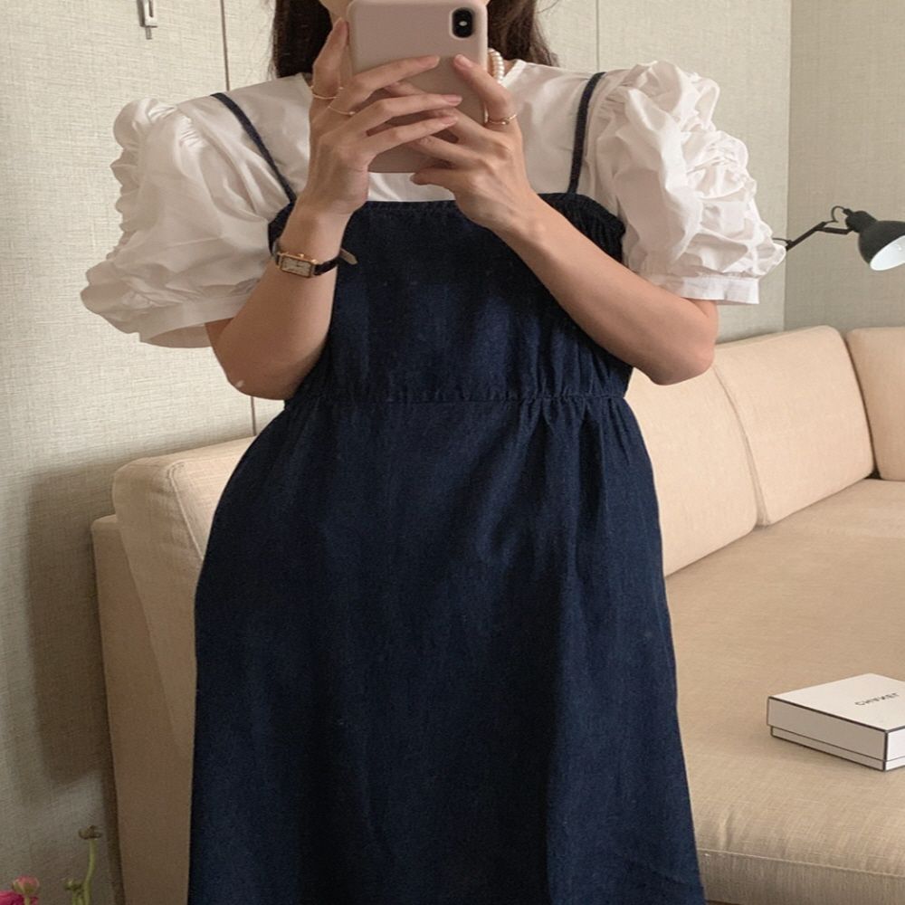 데님원피스 여성원피스 원피스 끈원피스 치마 데