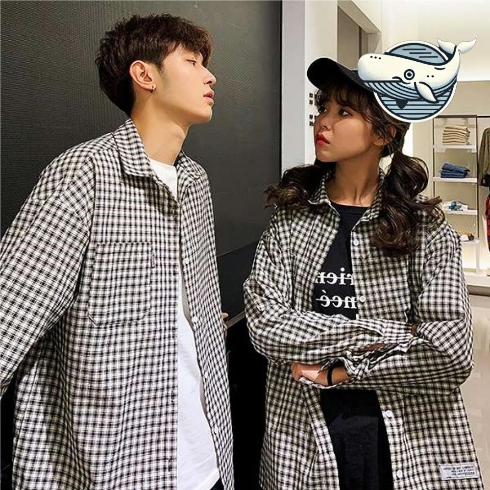 귀여운 체크 셔츠 커플룩 시밀러 스타일