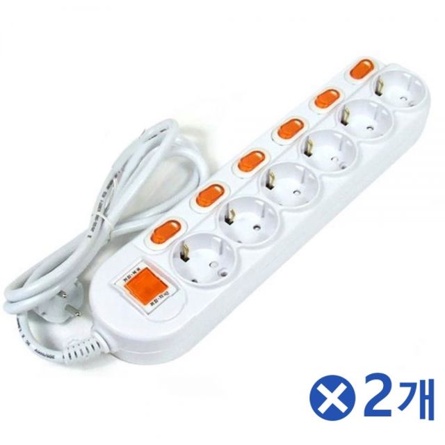 전기용품 개별 6구 멀티탭 2호x2개 안전멀티탭 플러그