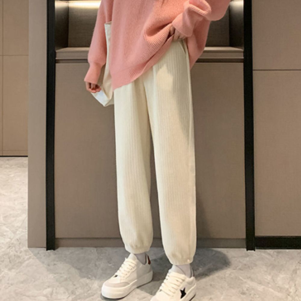 여성 골덴 벨벳 조거 팬츠 1P 기모 밴딩 편한 바지