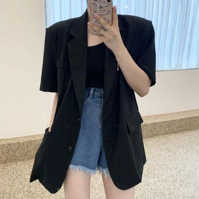 2컬러 트레디한 여름 롱 루즈핏 반팔자켓 MD 006 여성