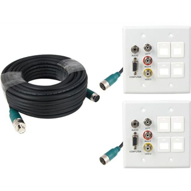 RGB 스테레오 or 3RCA 케이블 월 플레이트 4모듈 20m