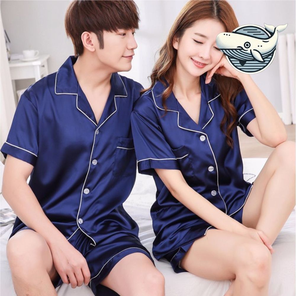 부드러운 여름 실크 잠옷 커플 홈웨어 수면복
