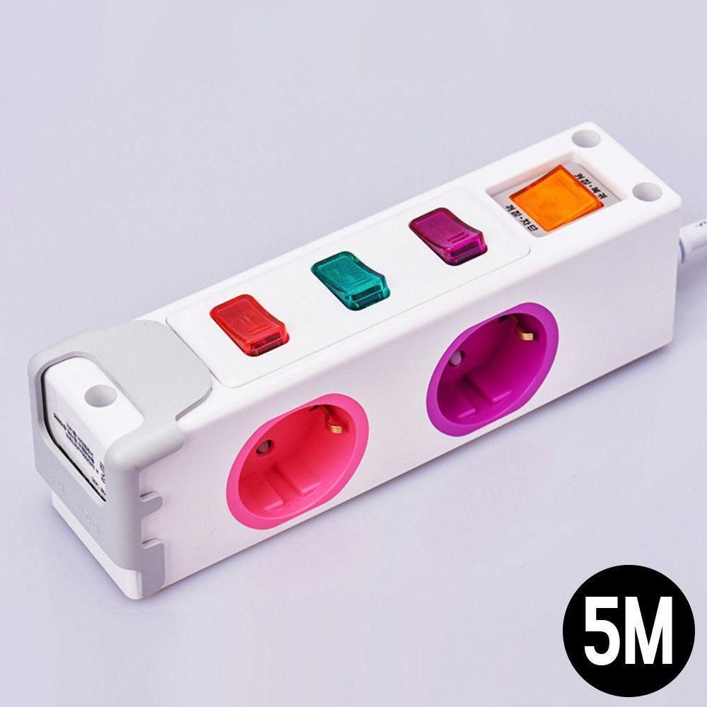 멀티탭 개별 전원 스위치 콘센트 3구 5M USB 2구