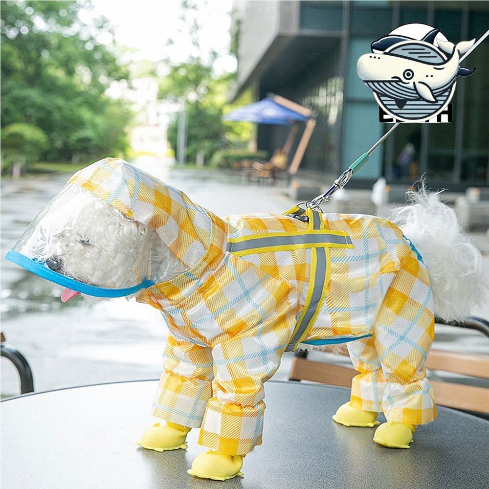 귀염둥이 체크 패턴 비옷 강아지雨복 강아지