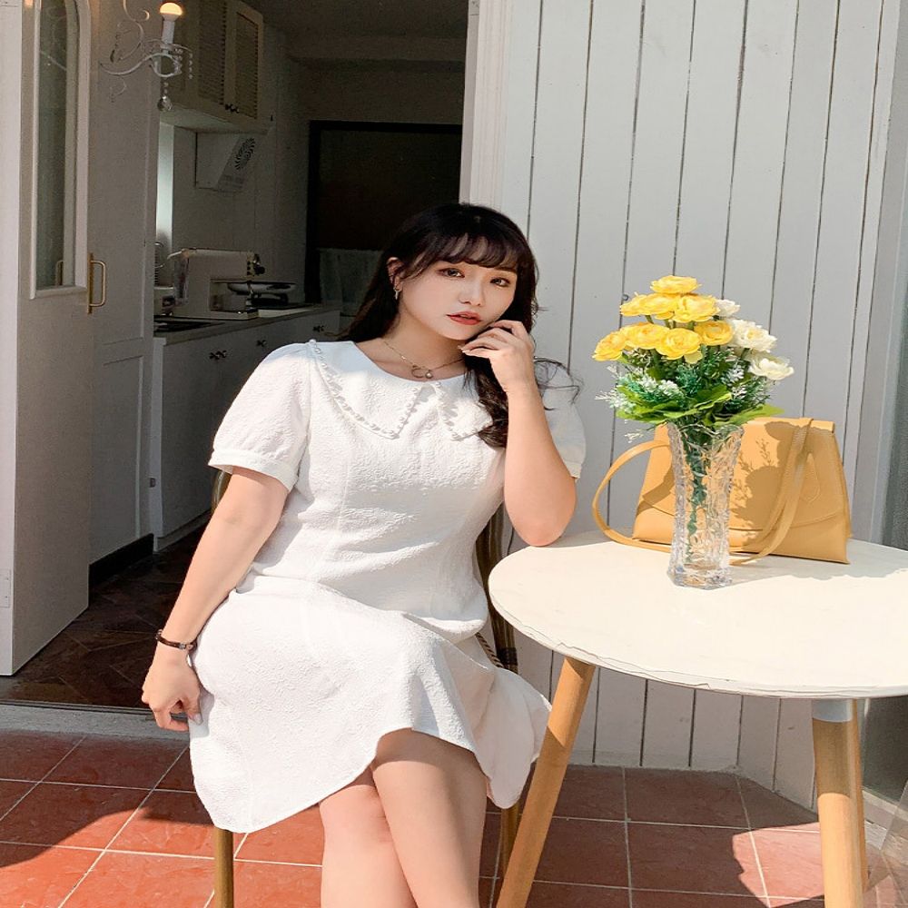 여성 여름 반팔 화이트 캐서린 진주 원피스