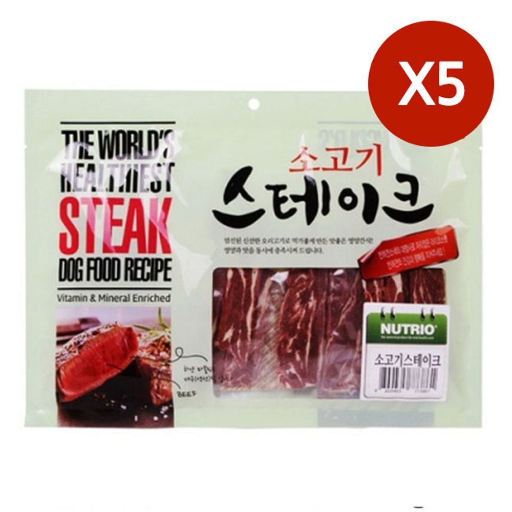 강아지 스테이크 소고기 일상 300g 5P 간식 애견 사시