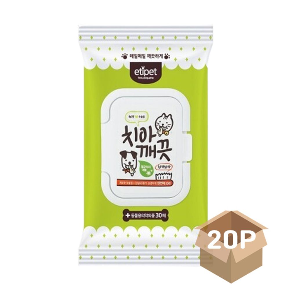 강아지 구강케어 물티슈 30매 20P 양치 구취 치석관리