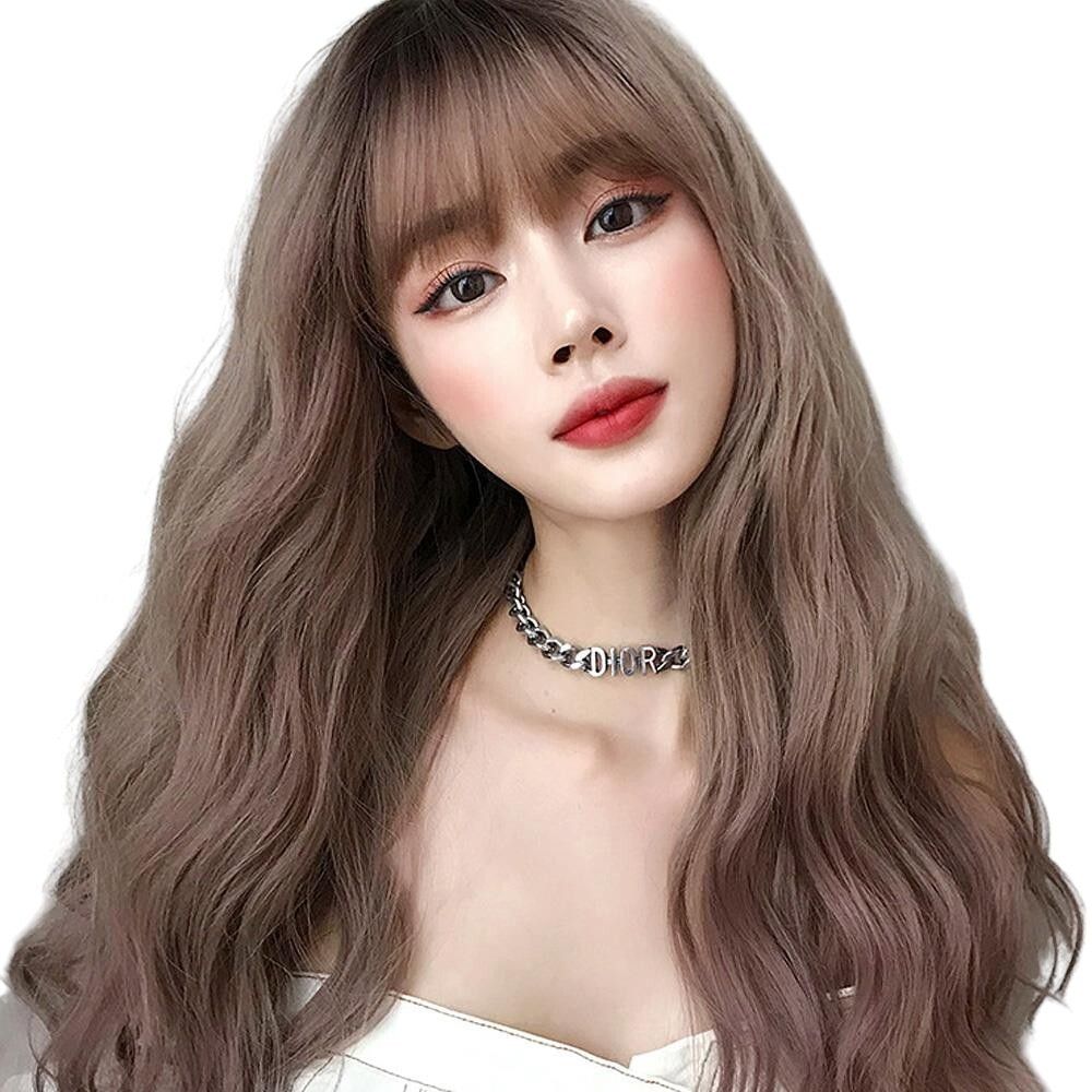 긴머리 물결펌 가발 (애쉬핑크) JT51