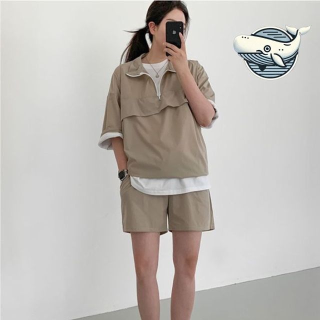 여성 캐주얼 반팔세트 여름 일상복 반바지 셋업