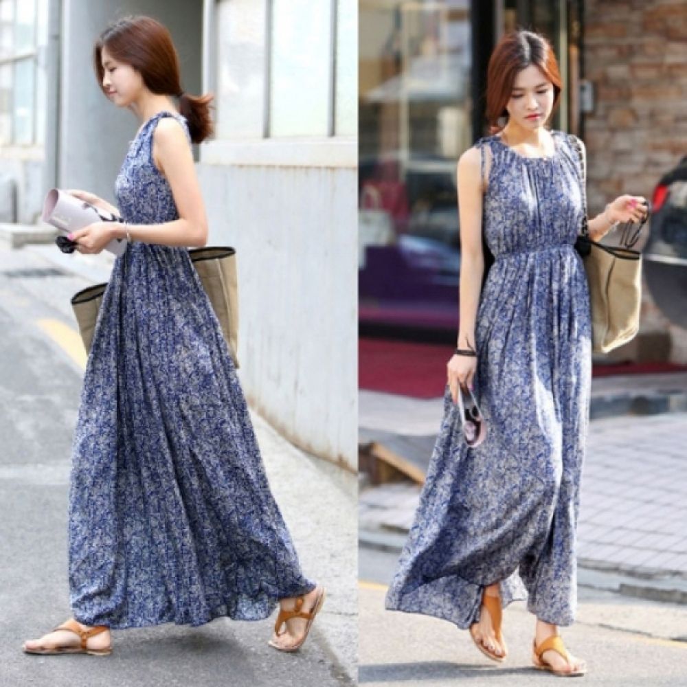 여름 롱 원피스 나시 민소매 바캉스룩 데일리