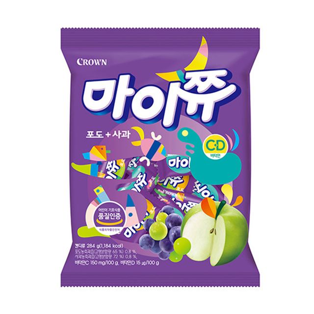 마이쮸 대용량 포도+사과 284g (행사)