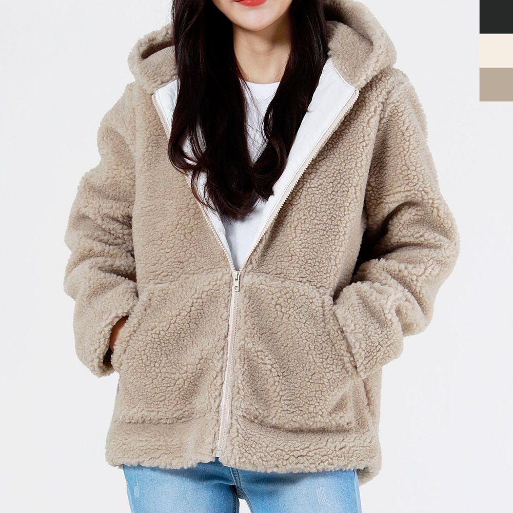 안감 누빔 여자 후리스 뽀글이 후드집업