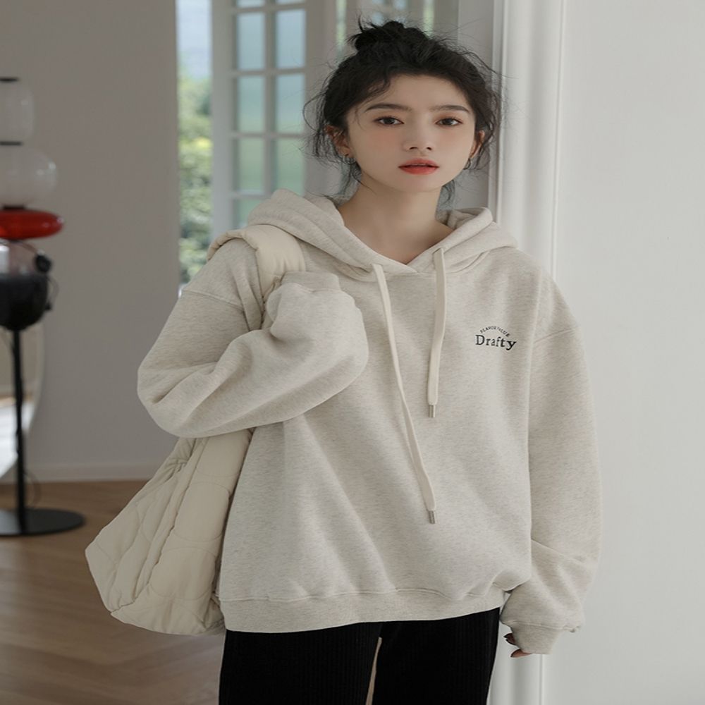 여성 오버핏 기모 티셔츠 맨투맨 후드 심플한