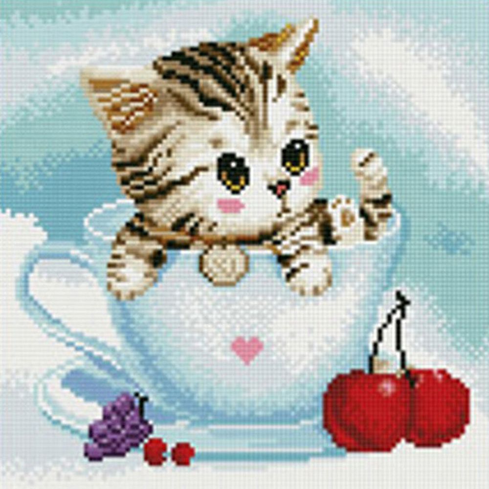 체리 캣 캔버스 보석십자수 30x30