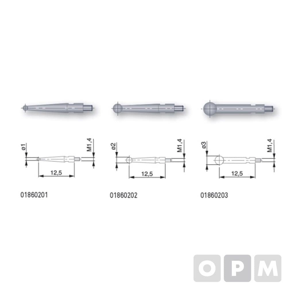 TESA 인디게이터포인트(초경) 2mmxL12.53mm 1EA
