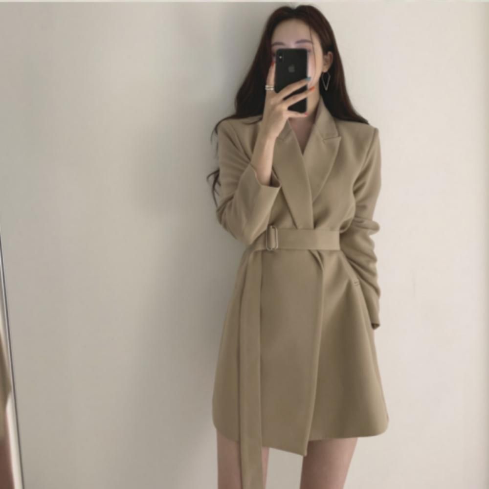 여성 자켓 벨트 투피스 원피스 데일리 블레이져 간절