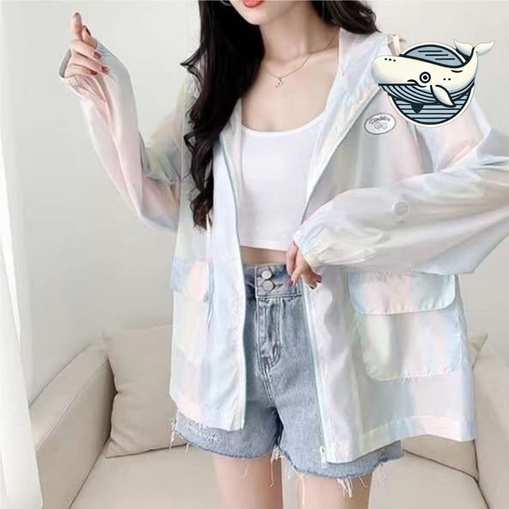 가벼운 투명한 후드 바람막이 여름용 파스텔
