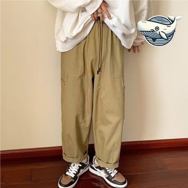 편안한 남성 와이드팬츠 큰 주머니 사계절 바지