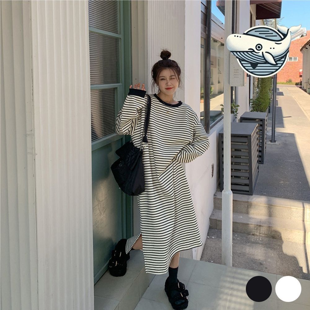 캐주얼 스트라이프 빅사이즈 원피스 여름 나들이