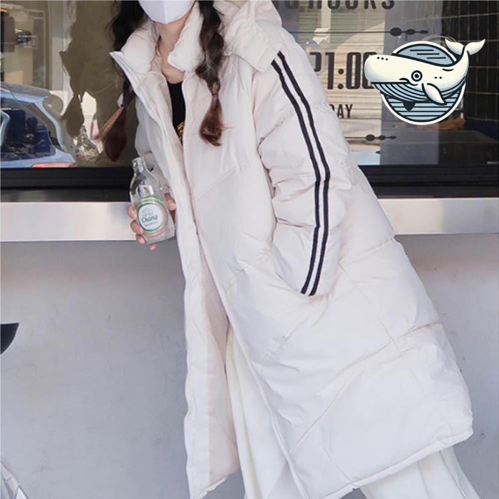 세련된 오버핏 아이보리 롱패딩 여유로운 밝은색