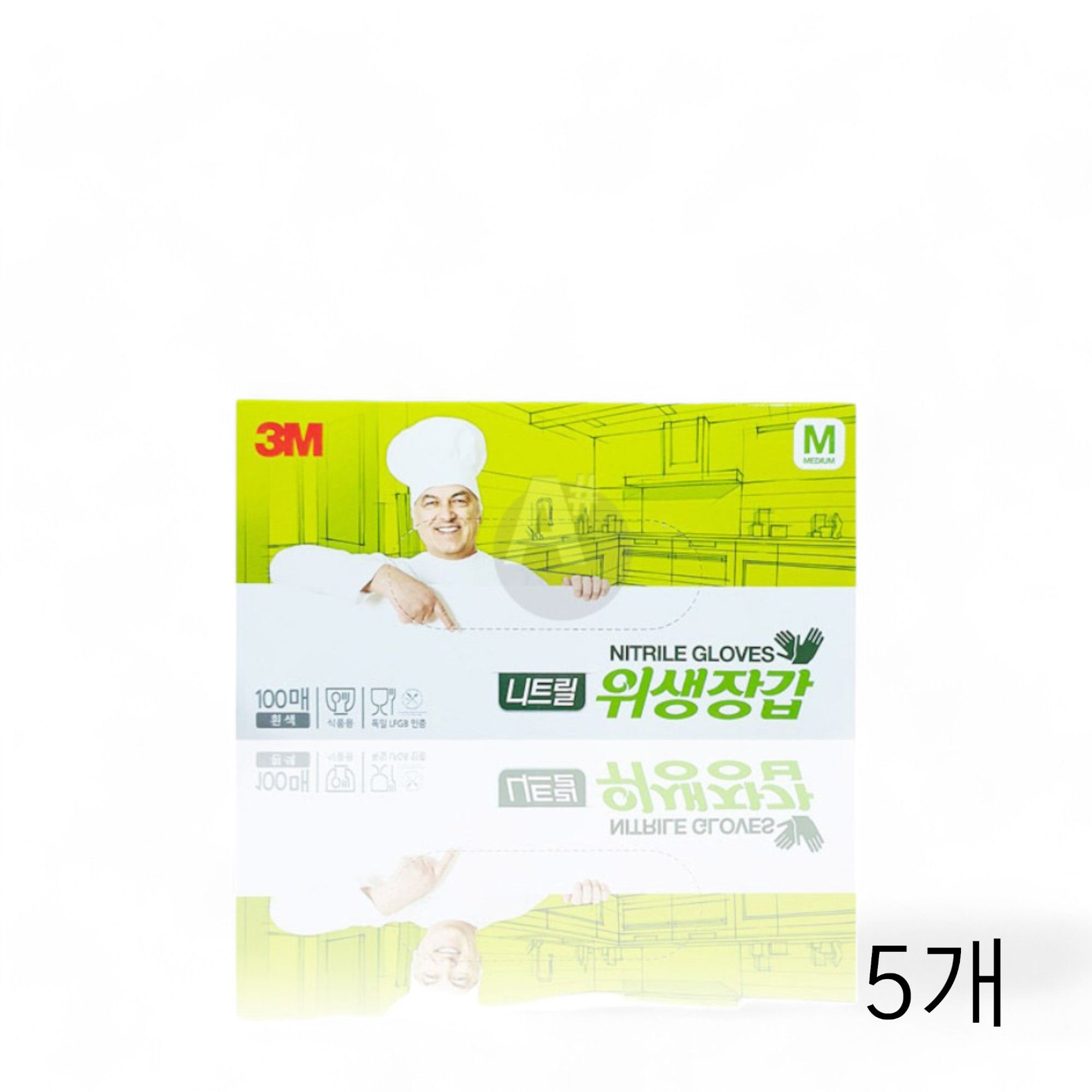 3M 니트릴 위생장갑 흰색 M 100매 X 5개 주방장갑