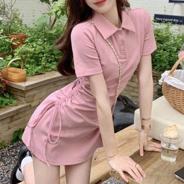 골지 셔링 미니원피스 ST112