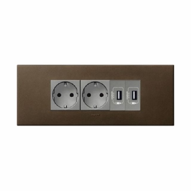 아테오 다크브론즈 콘센트2구+USB2구 (6M) 르그랑